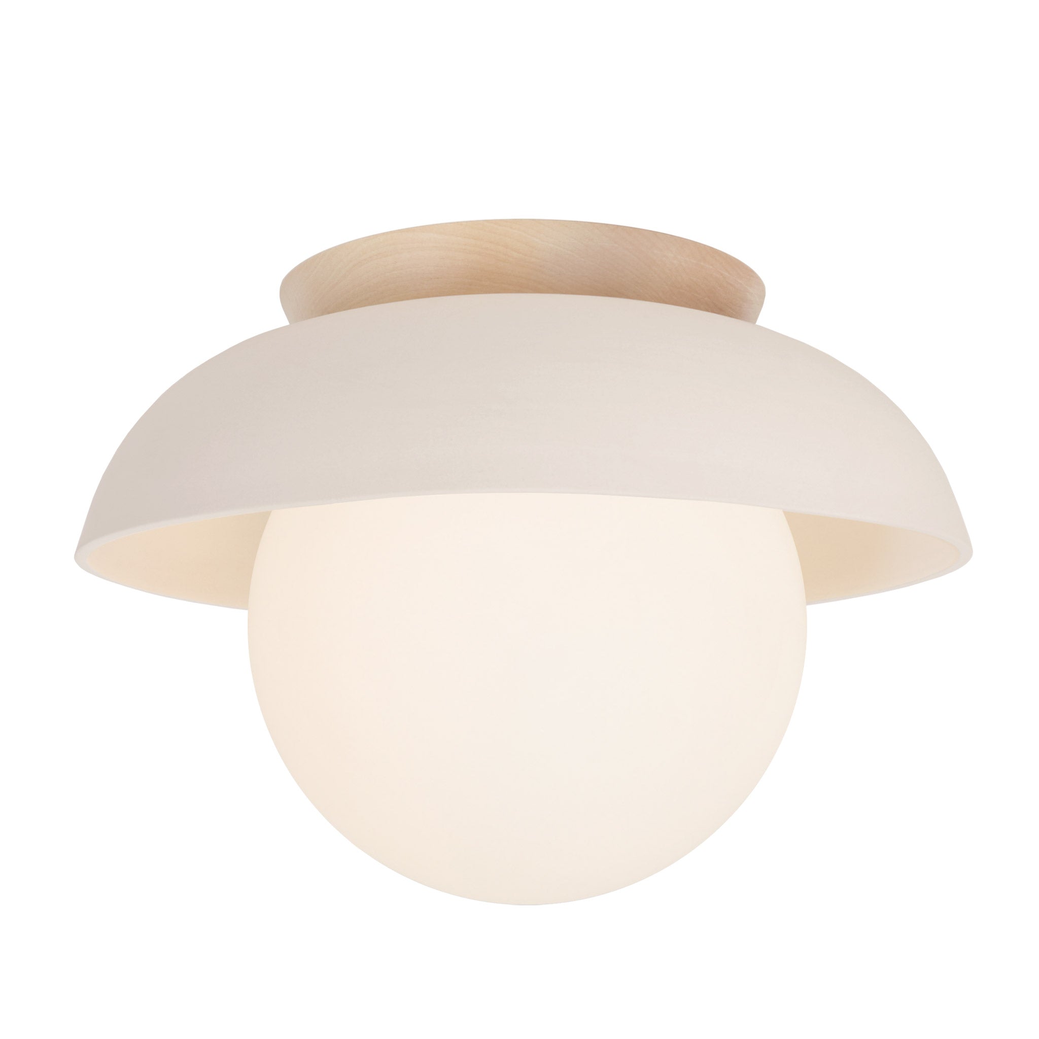 Terra Lexi Large 8" shown in Bone ceramic with a Maple wood canopy