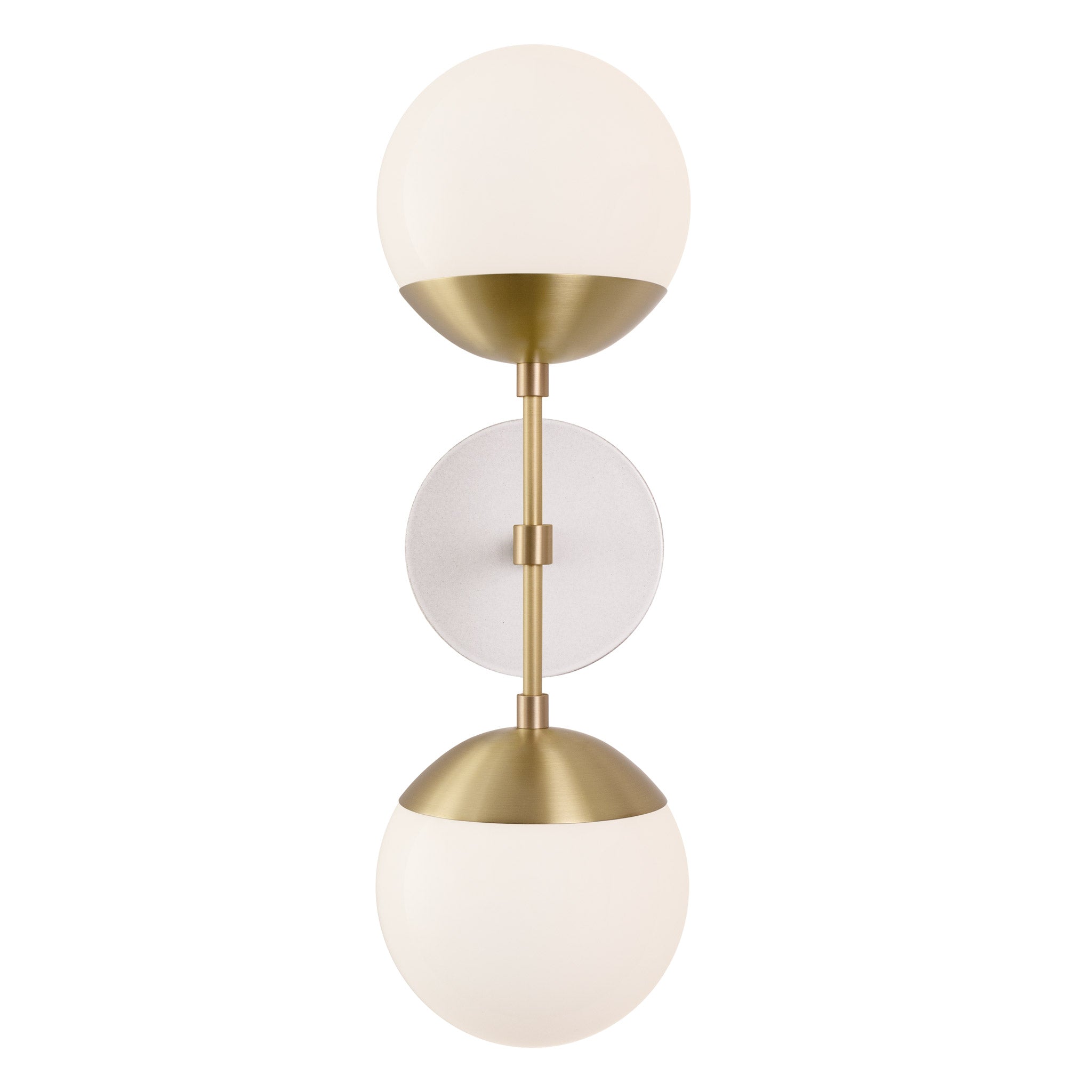 Theo shown in Brass with a Brownstone White Swift Ceramic Canopy
