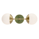 Theo shown in Brass with a Forest Green Sunflower Ceramic Canopy