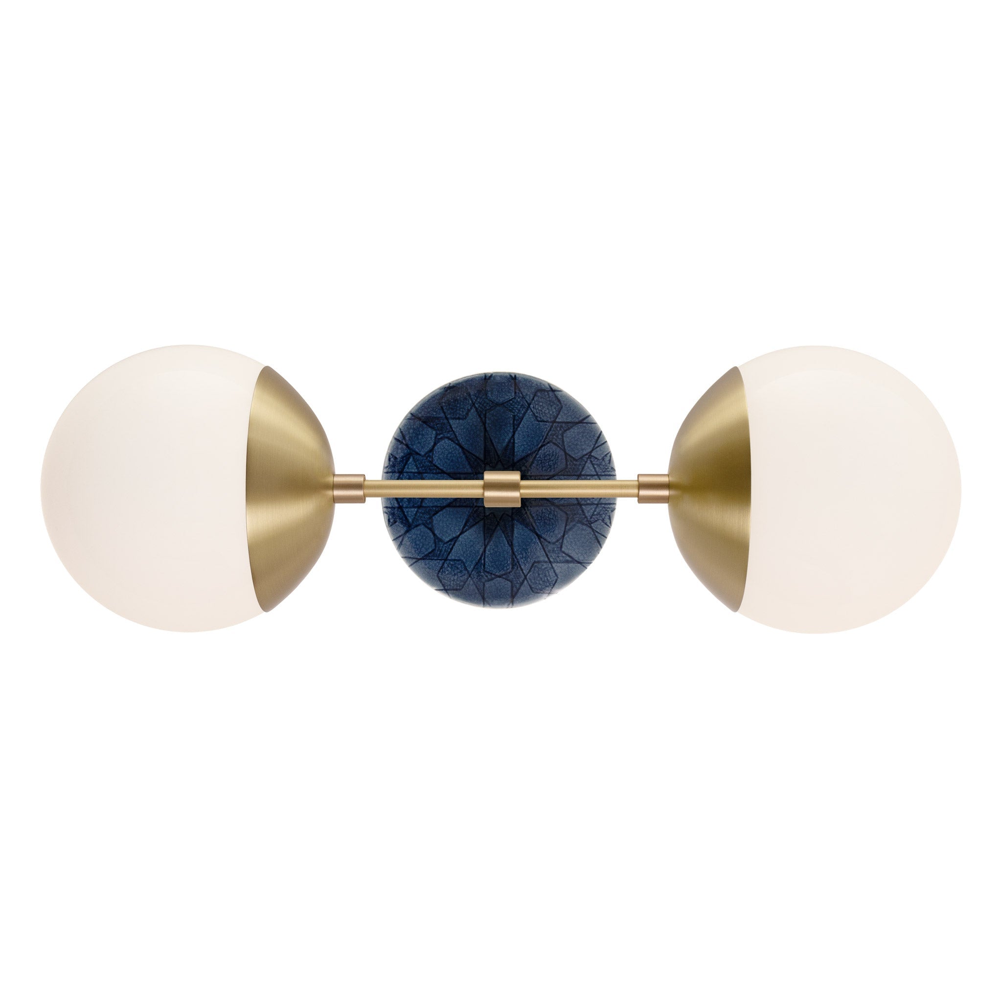 Theo shown in Brass with an Indigo Blue Star Ceramic Canopy