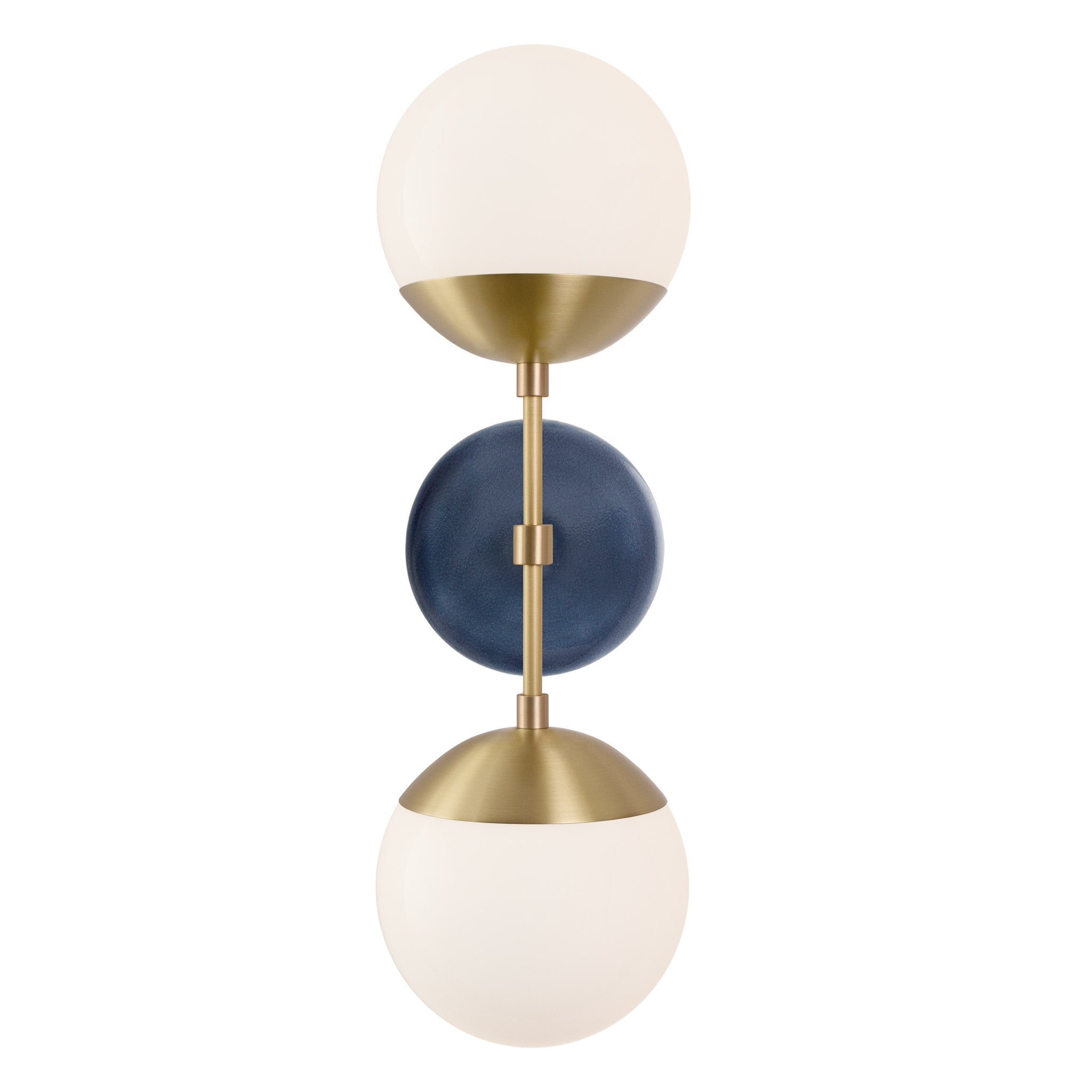 Theo shown in Brass with an Indigo Blue Swift Ceramic Canopy