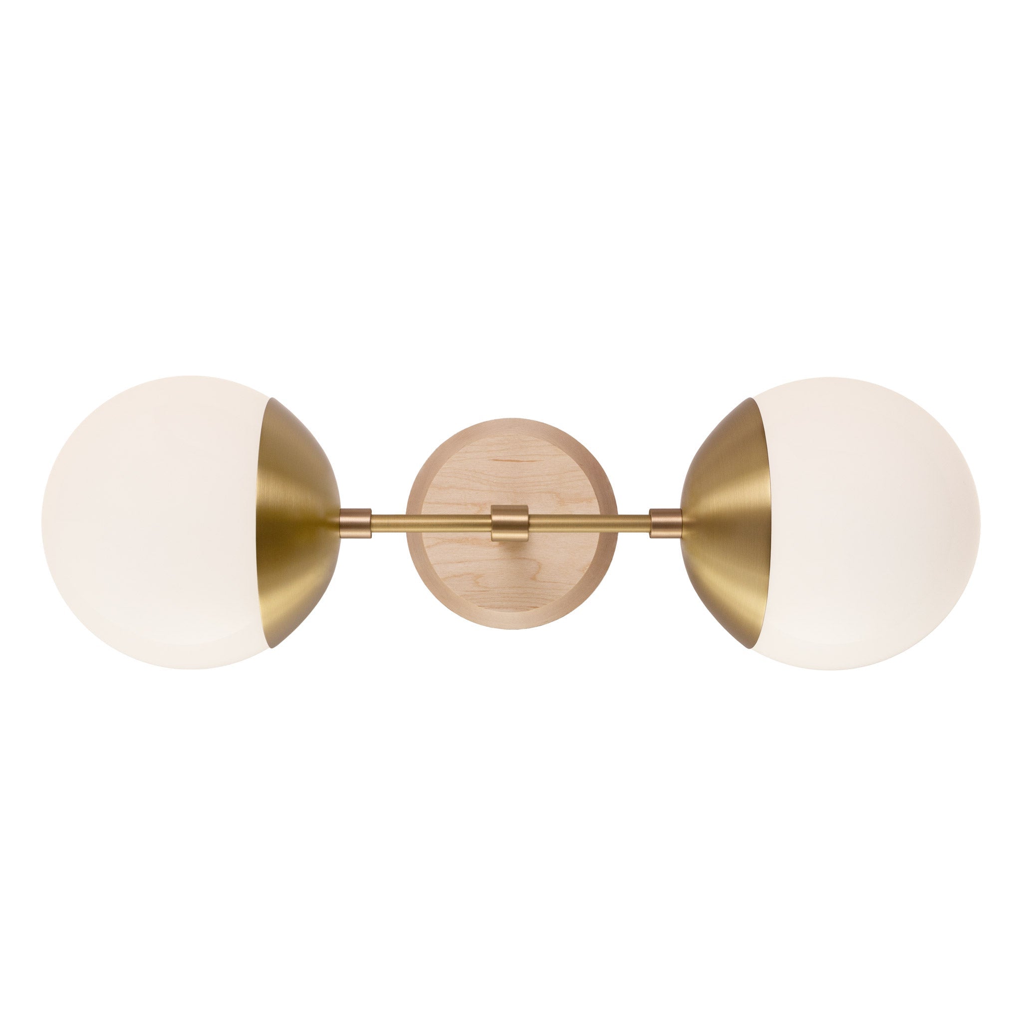 Theo shown in Heirloom Brass and a Maple Wood Canopy