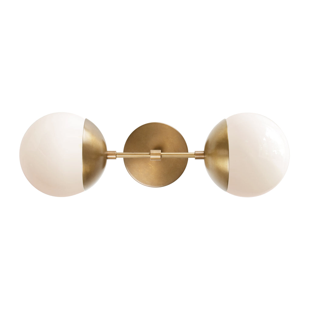 Theo 6" shown in Heirloom Brass with Opal 6" globes