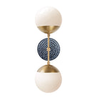 Theo 6" with Ceramic Canopy shown in Heirloom Brass with an Indigo Blue Sunflower pattern canopy