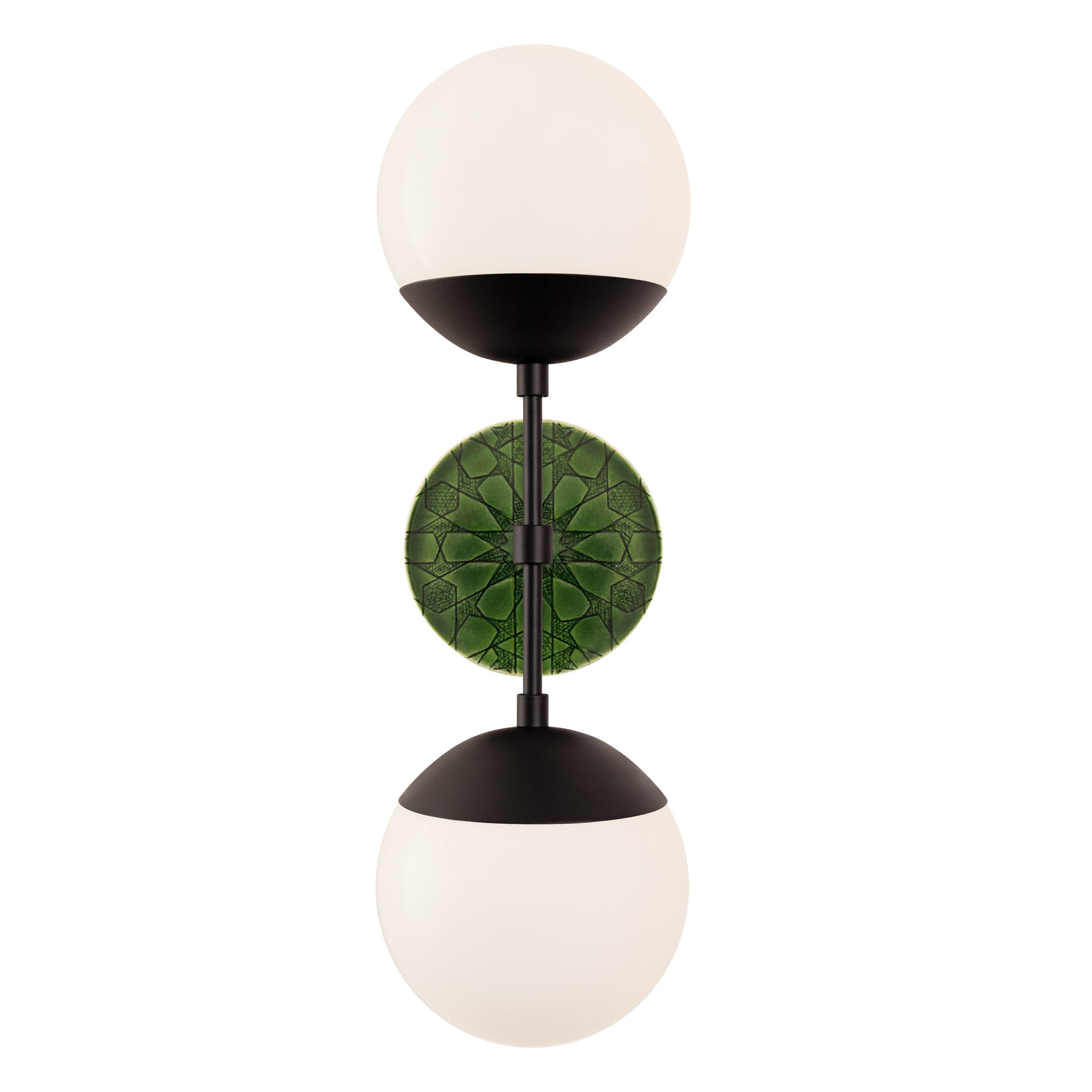 Theo shown in Matte Black with a Forest Green Star Ceramic Canopy