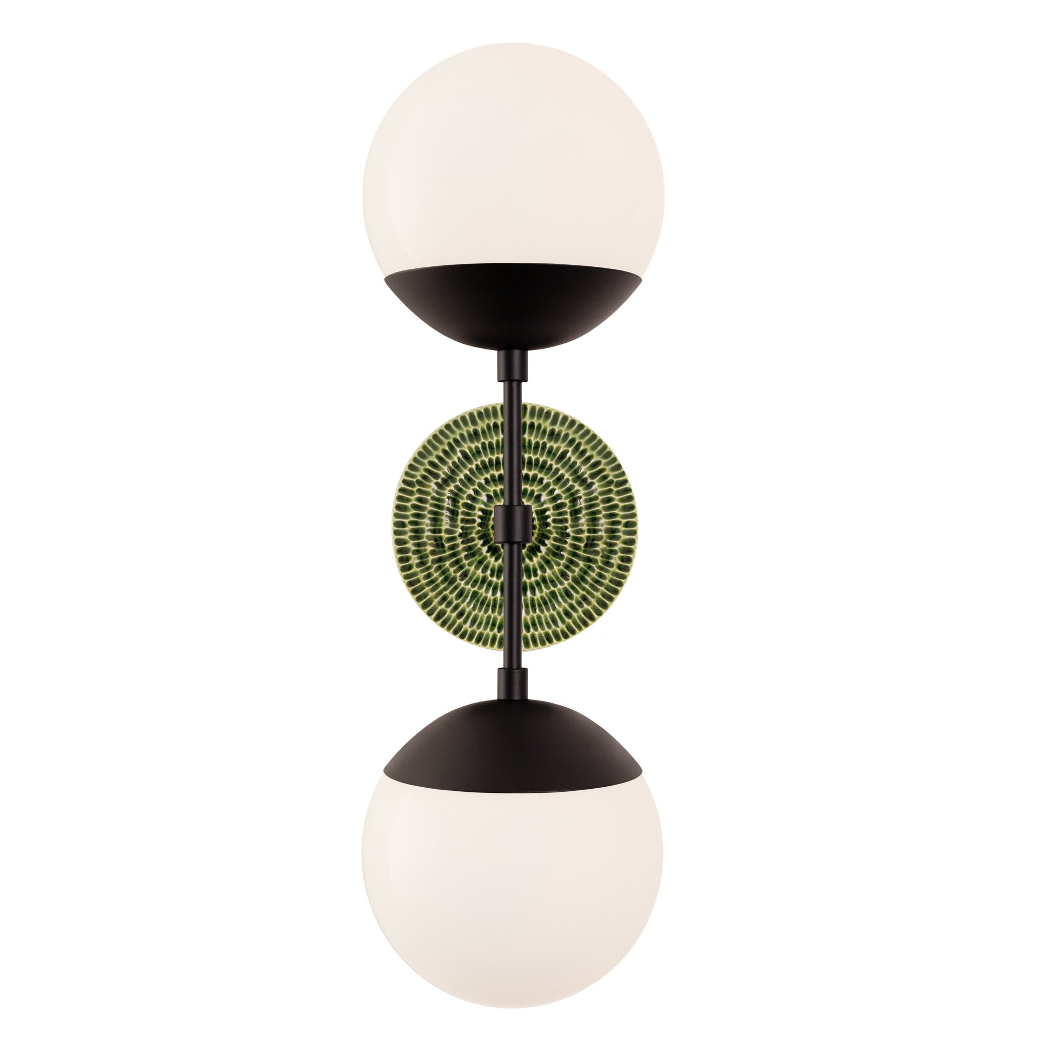 Theo shown in Matte Black with a Forest Green Sunflower Ceramic Canopy