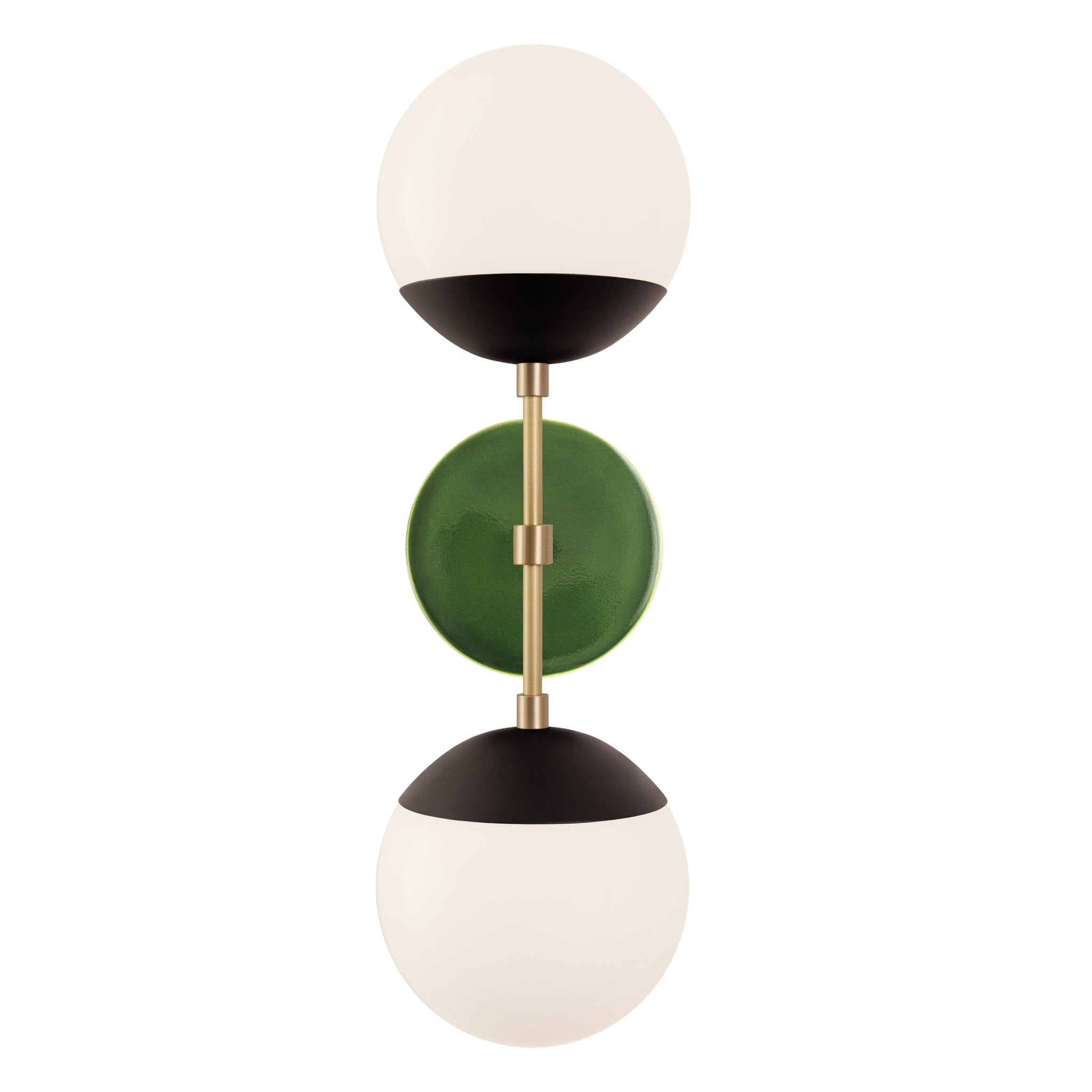 Theo shown in Matte Black with Brass and a Forest Green Swift Ceramic Canopy