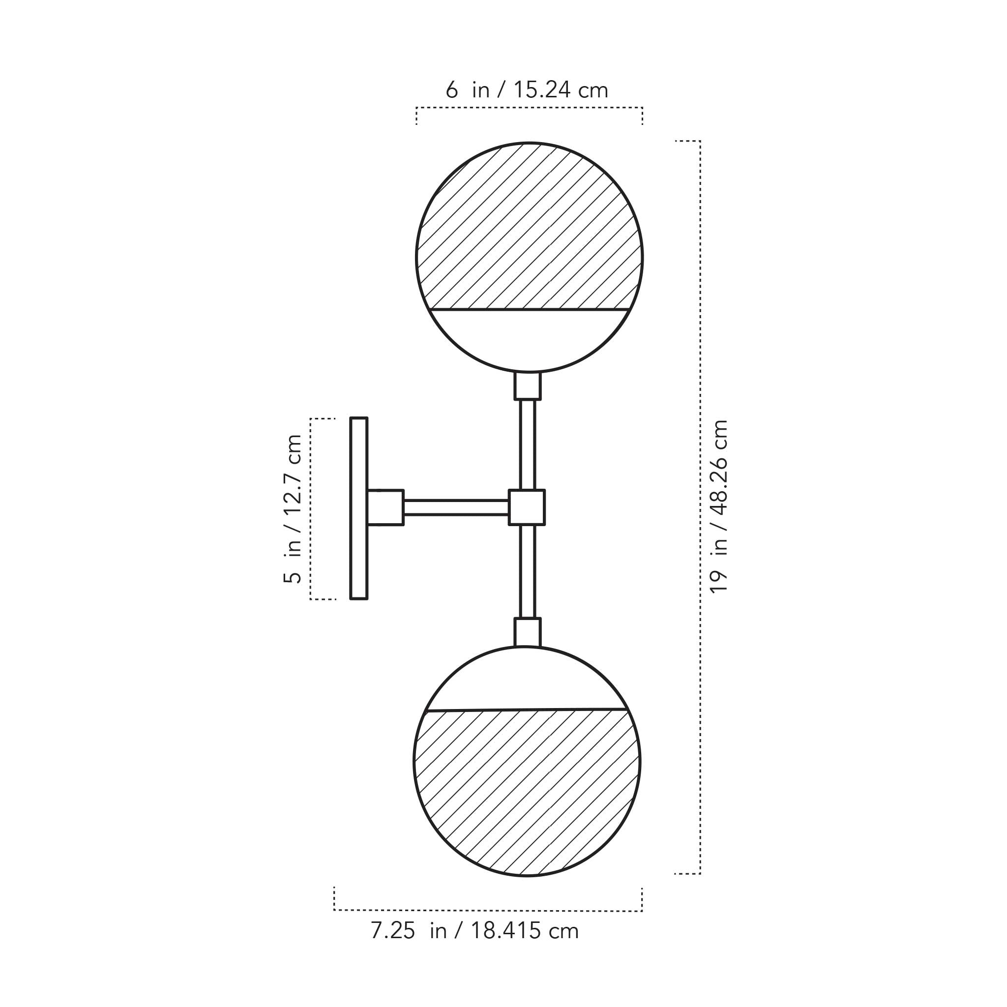 A Technical Drawing Of The Theo Wall Sconce With 6" Globe