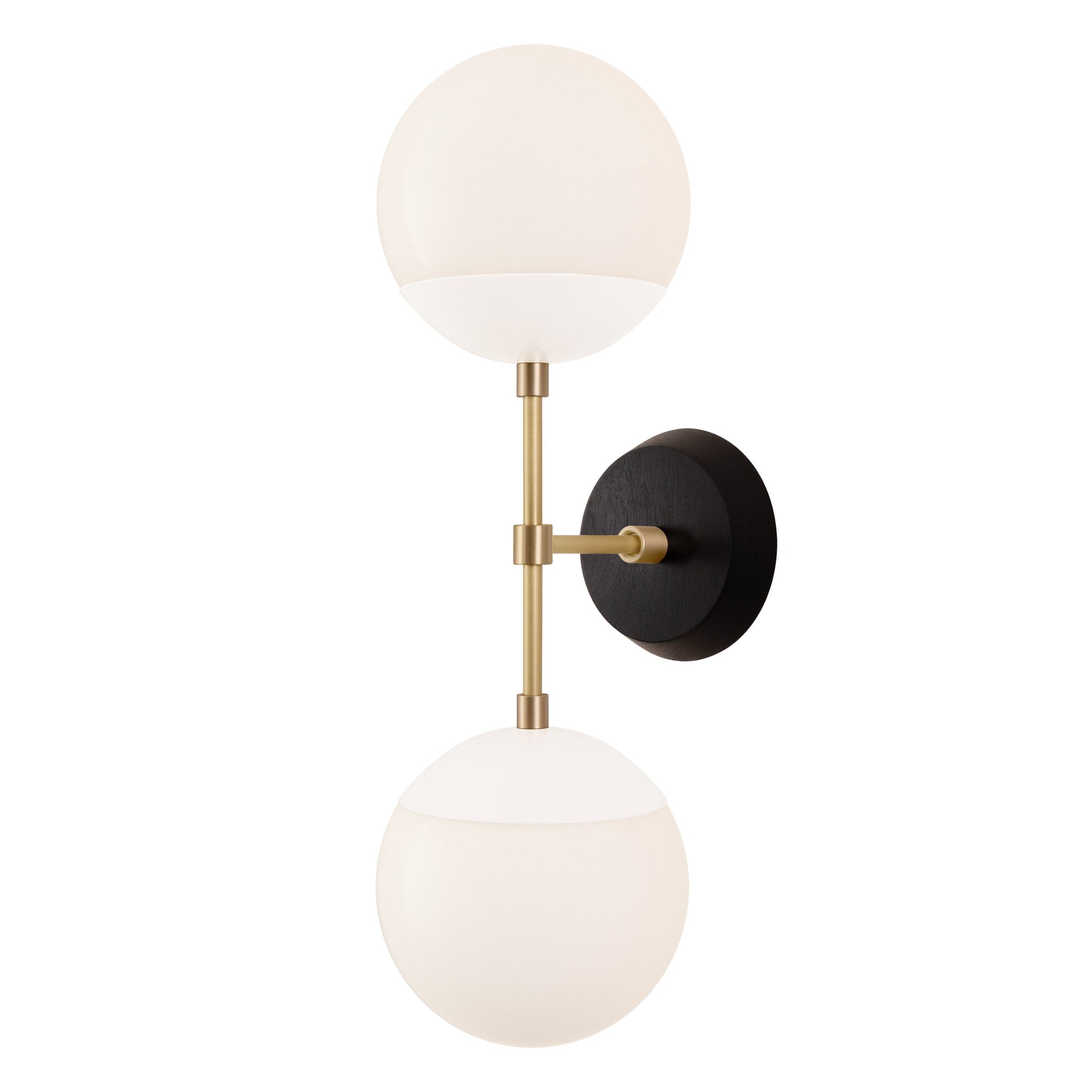 Theo shown in White with Brass and a Black Stained Wood Canopy