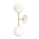 Theo shown in White and Brass with Opal 6" globes and a Backplate Dimmer Switch