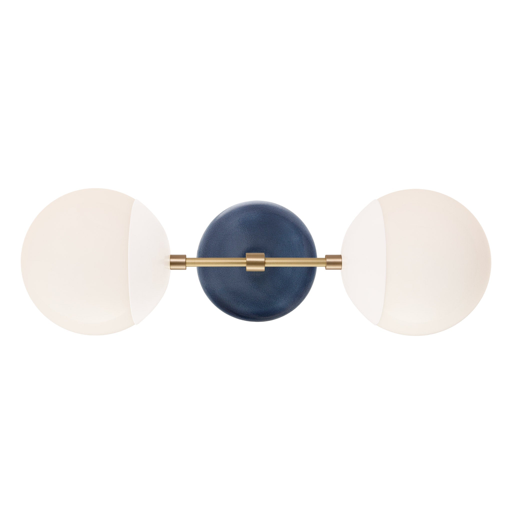 Theo shown in White with Brass and an Indigo Blue Swift Ceramic Canopy