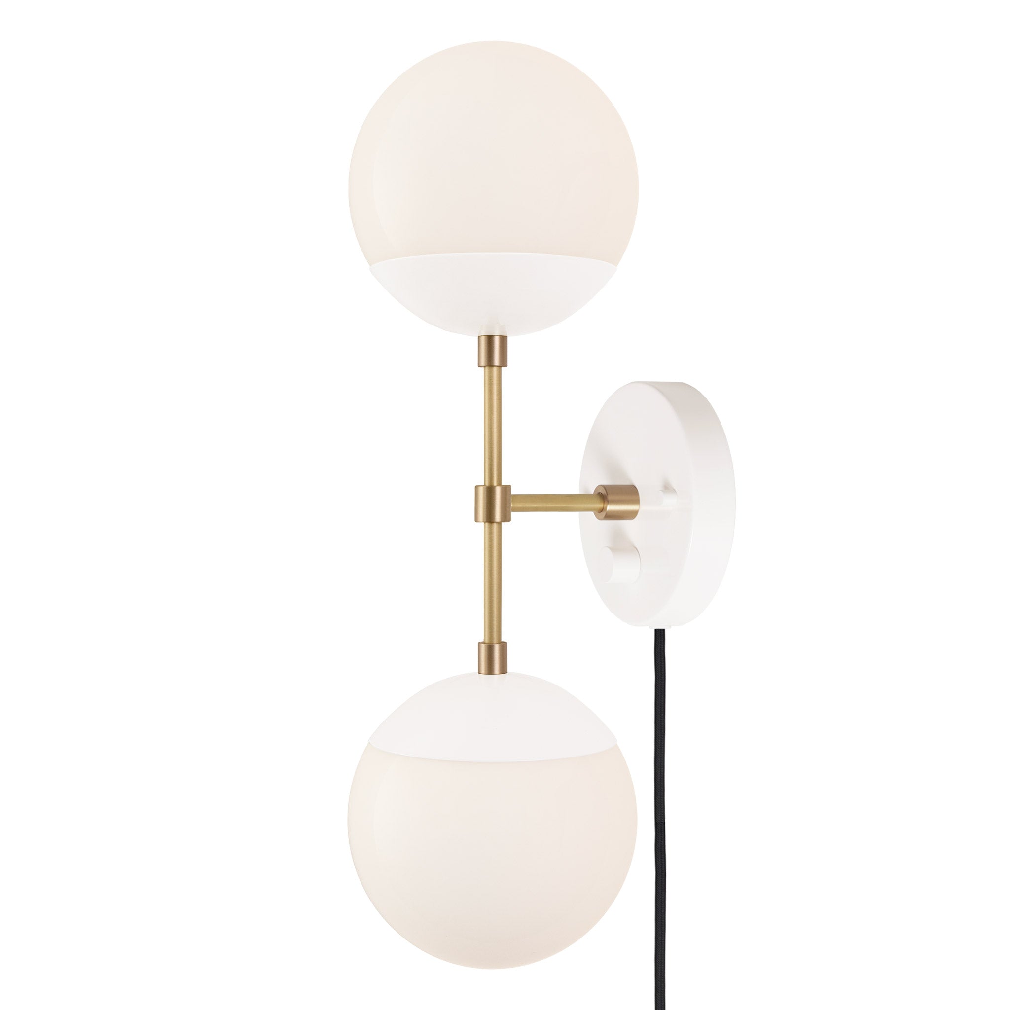 Theo shown in White and Brass with a Backplate Dimmer Switch and Black Cord