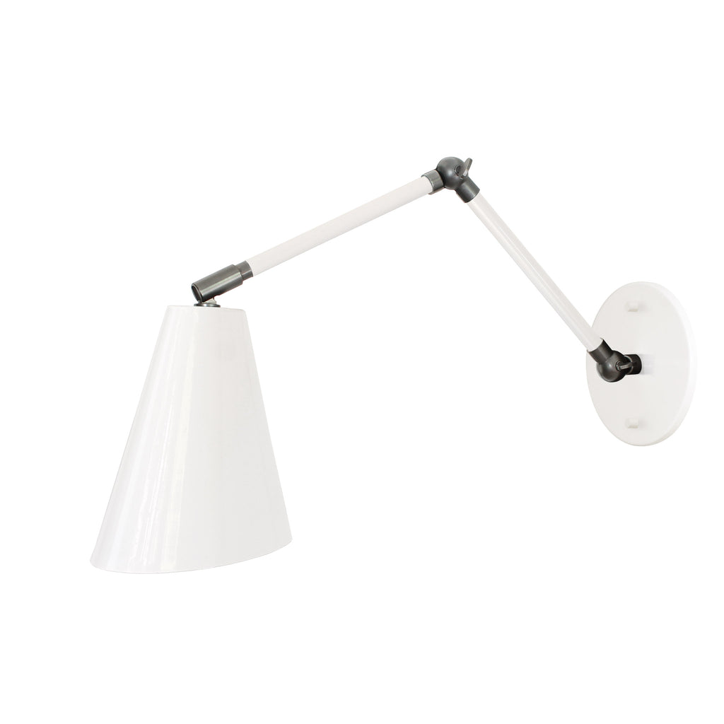 Tilt Cone Double Articulate shown in White with Graphite Patina Accents