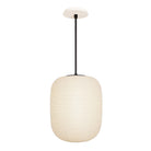 Umi Pendant shown in Matte Black with a Bone Ceramic Canopy