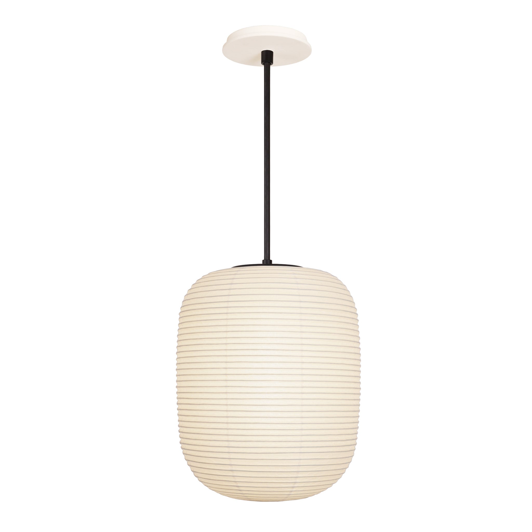 Umi Pendant shown in Matte Black with a Bone Ceramic Canopy