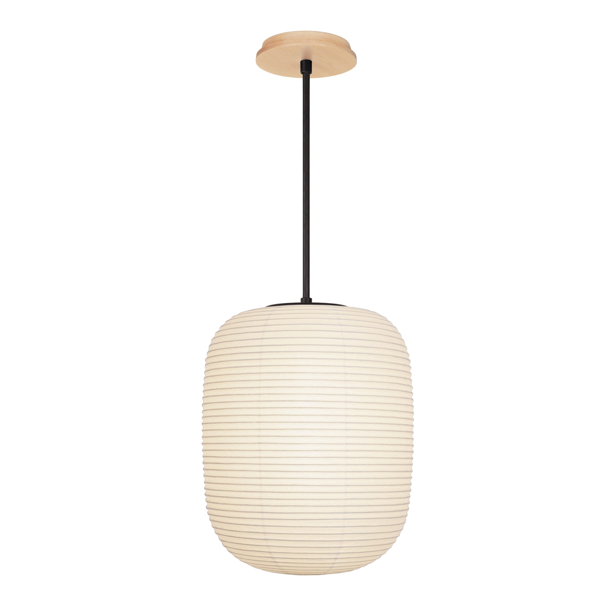 Umi Pendant shown in Matte Black with a Maple Wood Canopy