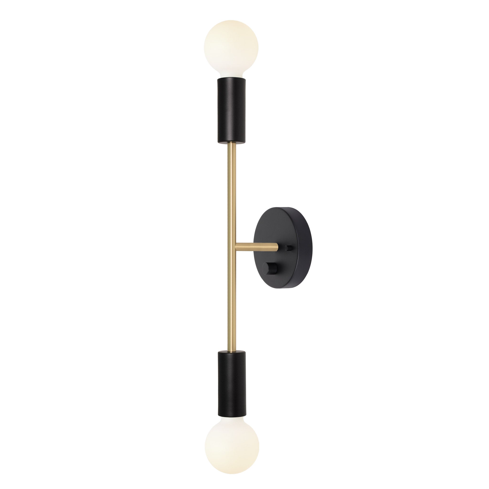 Venus Long shown in Matte Black and Brass with a Backplate Dimmer Switch