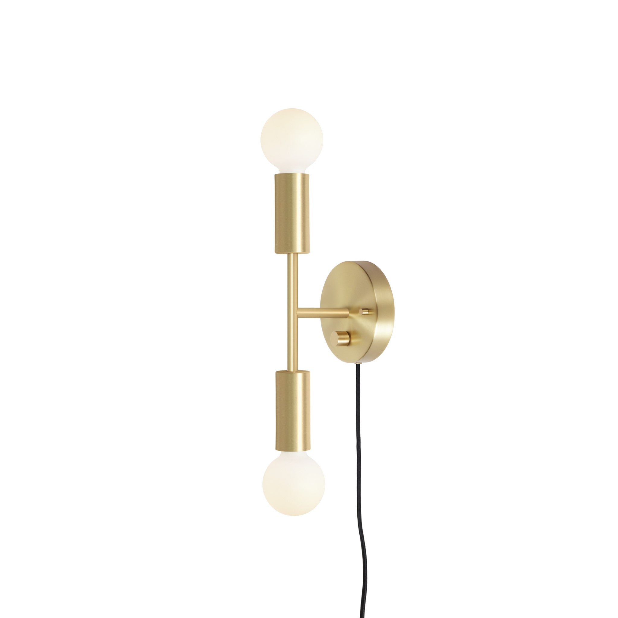 Venus Mini shown in Brass with a Backplate Dimmer Switch and Black Cord