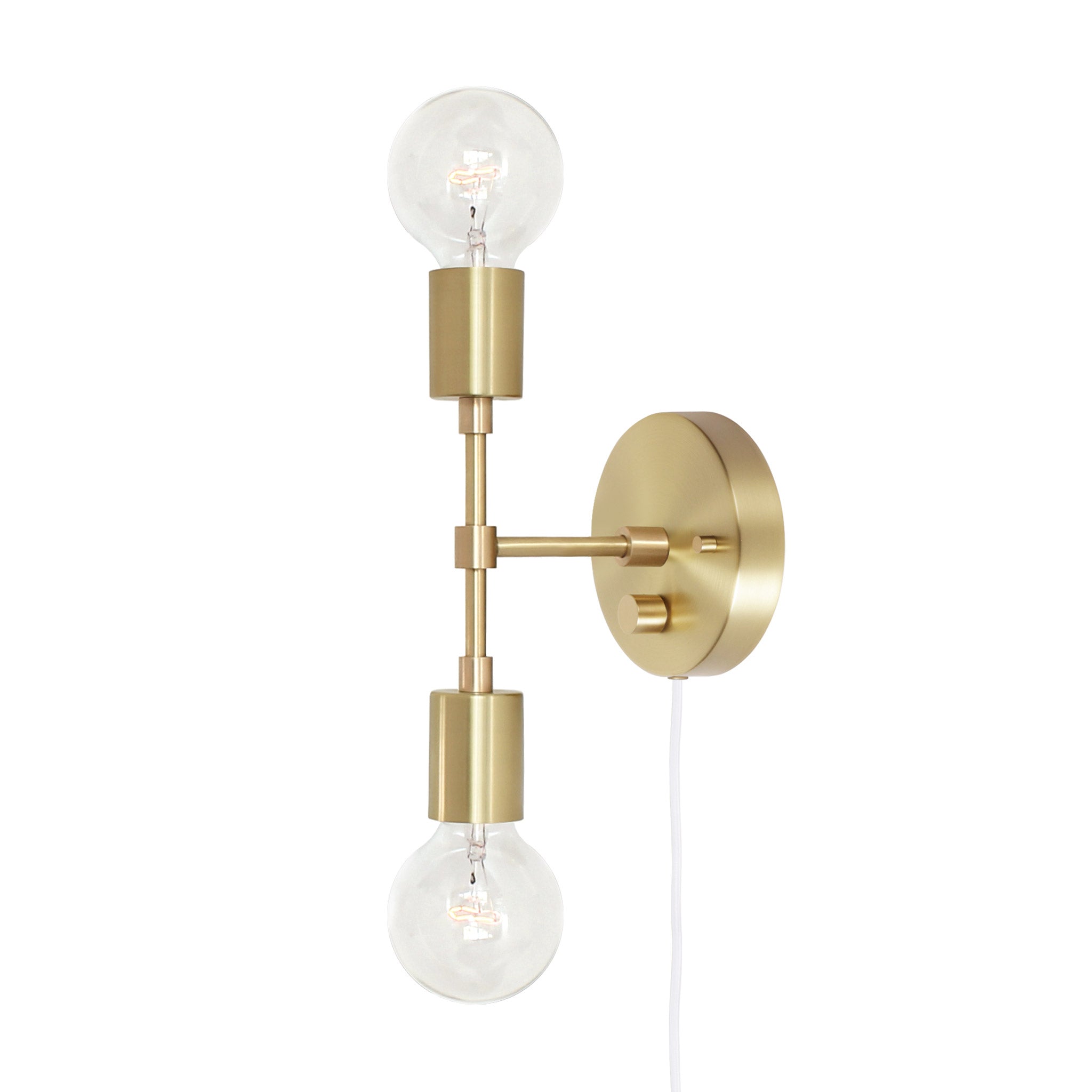 Vista 2 shown in Brass with a Backplate Dimmer Switch and White Cord