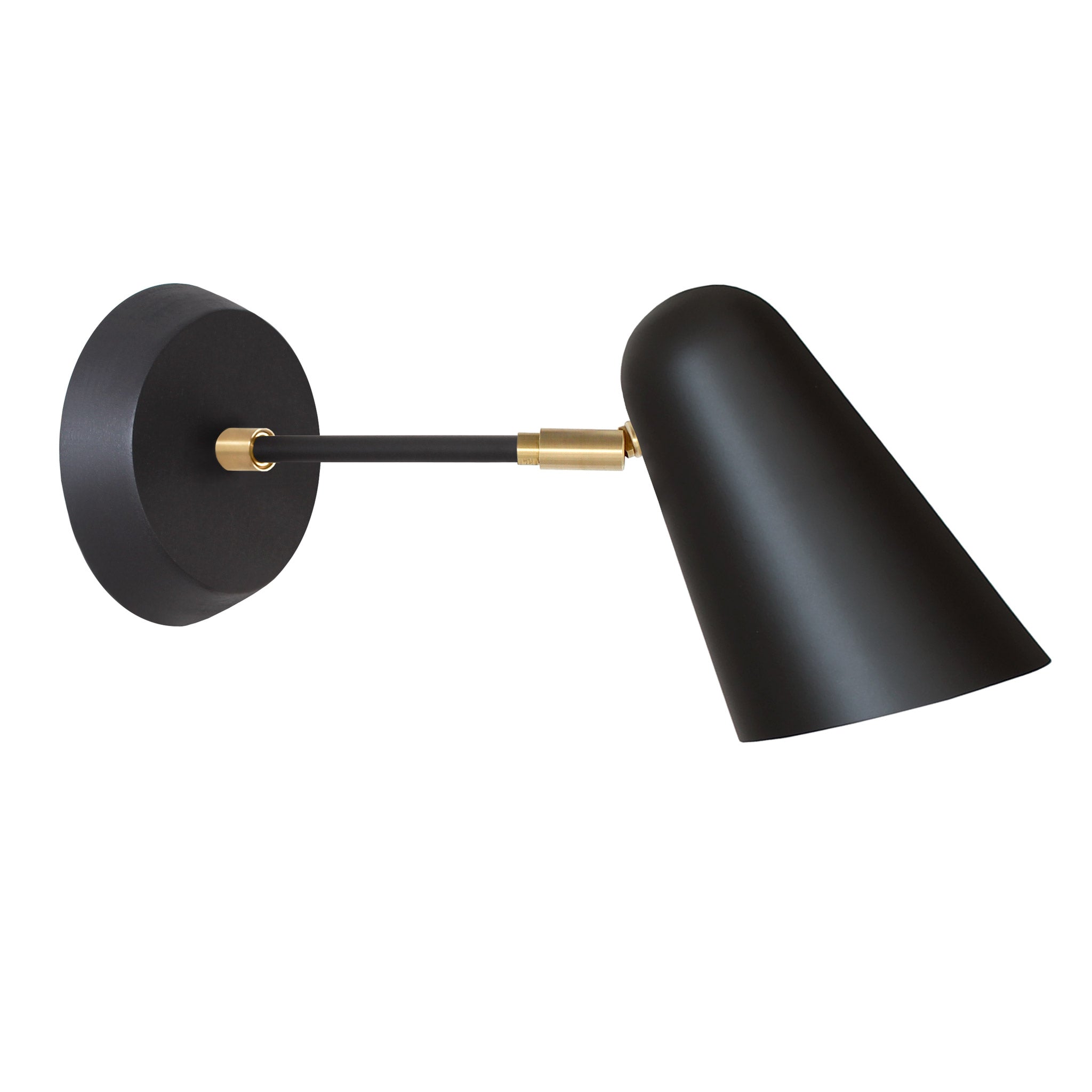 Wildwood shown in Matte Black with Brass Accents and a Black Stained Wood Canopy