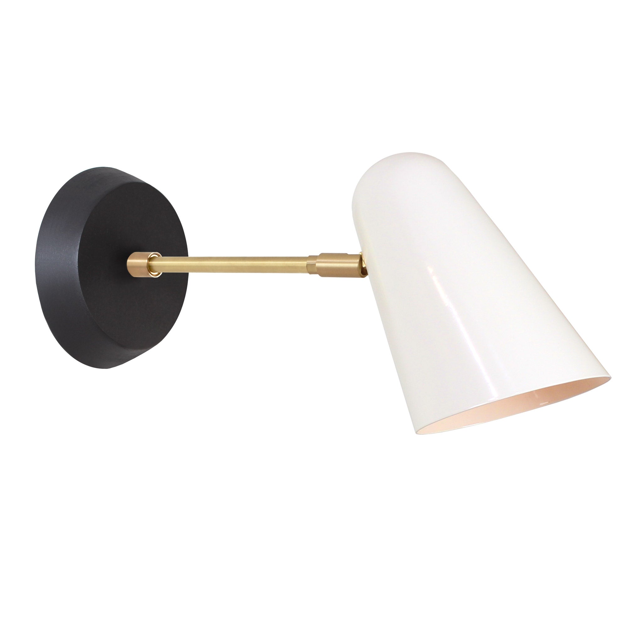 Wildwood shown in Brass with a White Cone and a Black Stained Wood Canopy