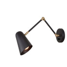 Wildwood Double Articulated shown in Matte Black and Brass Accents with a Backplate Dimmer Switch