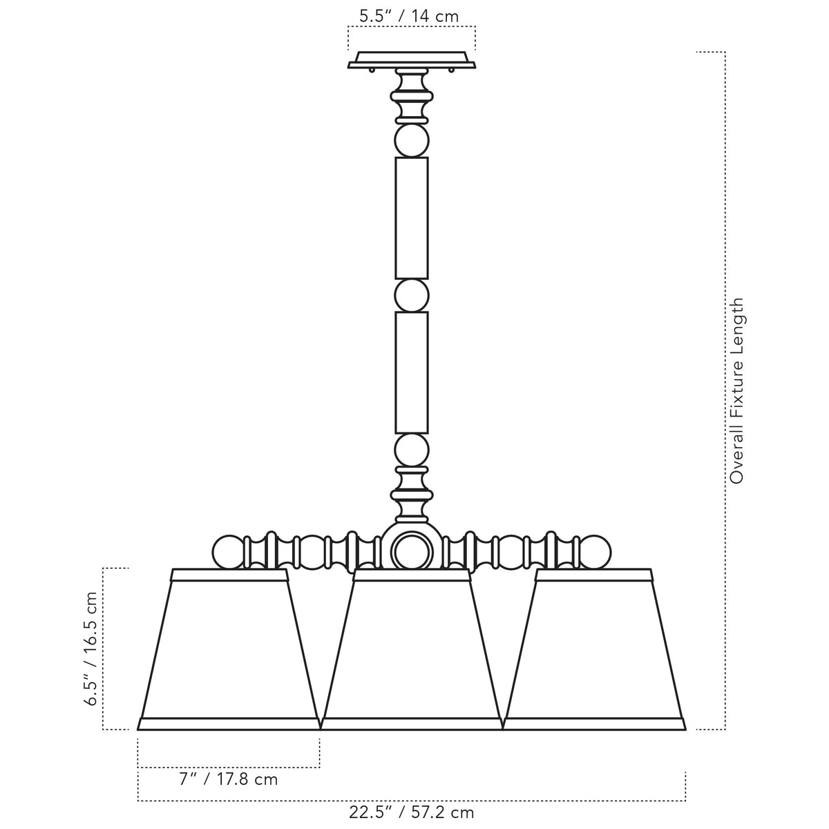 Cedar & Moss Yorkshire Compass Chandelier drawing with dimensions