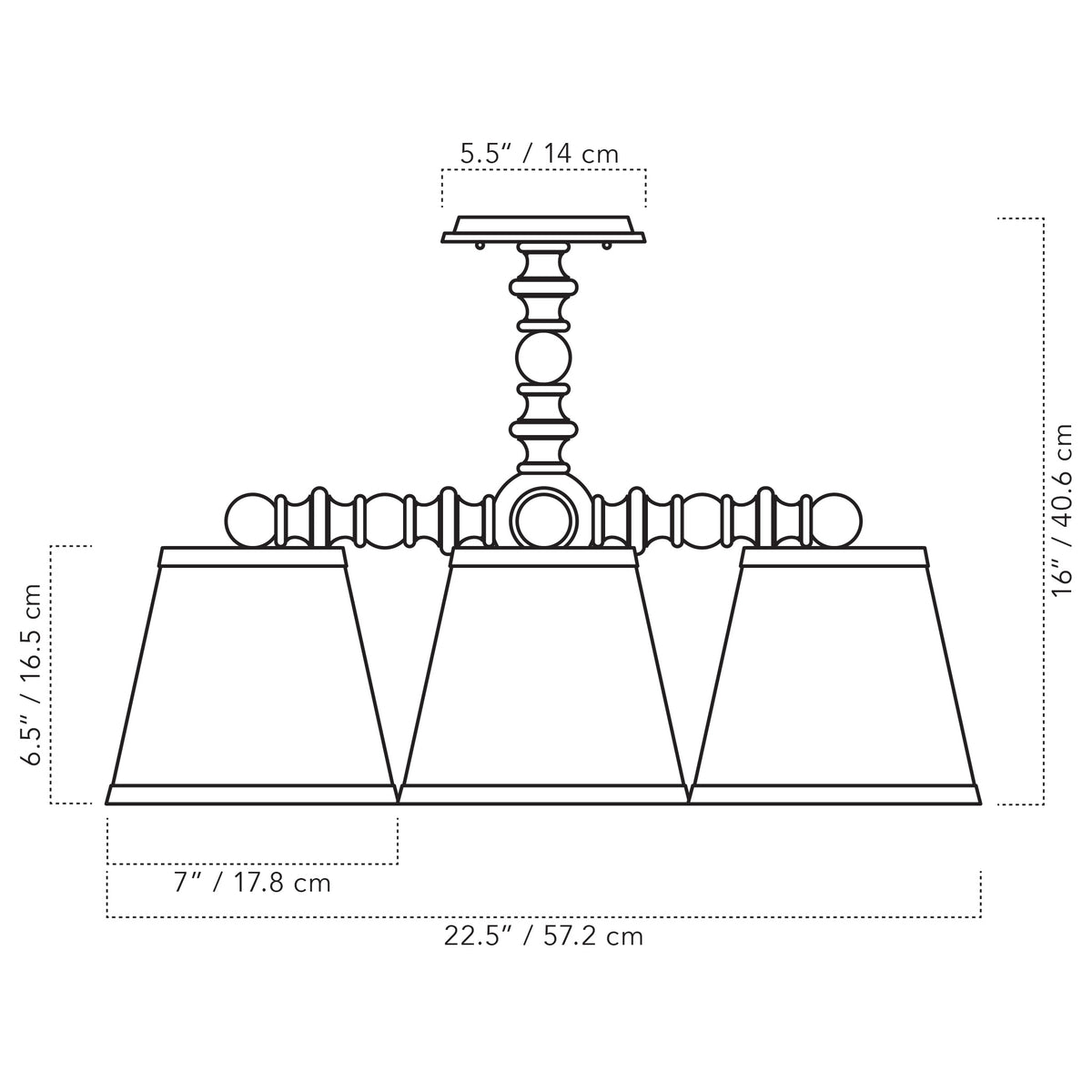 Cedar & Moss Yorkshire Compass Surface drawing with dimensions