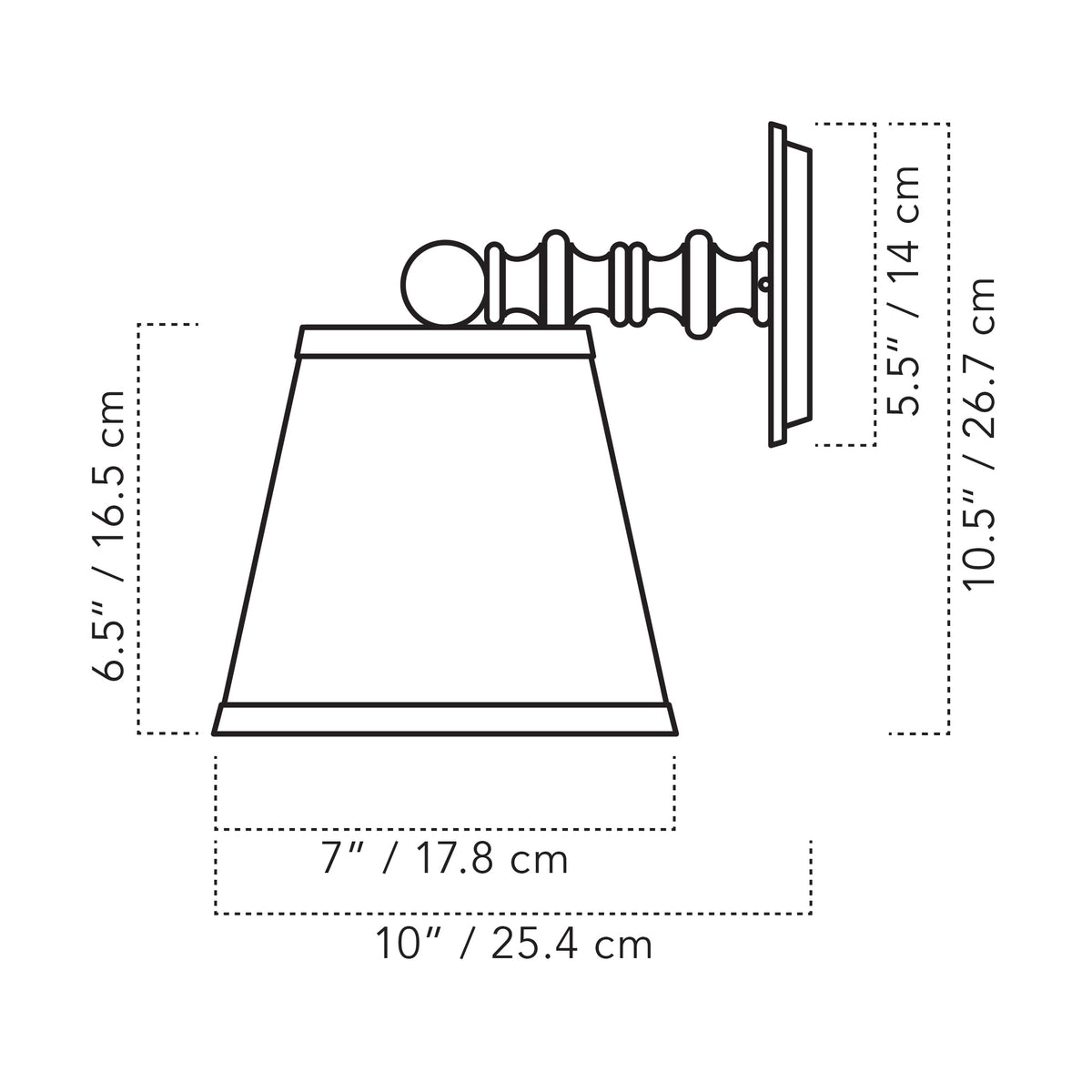Cedar & Moss Yorkshire Sconce drawing with dimensions