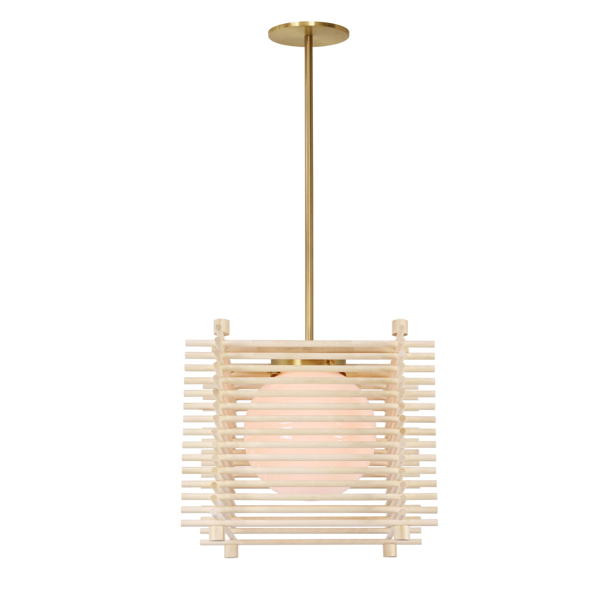 Yugen Pendant shown in Birch with Brass
