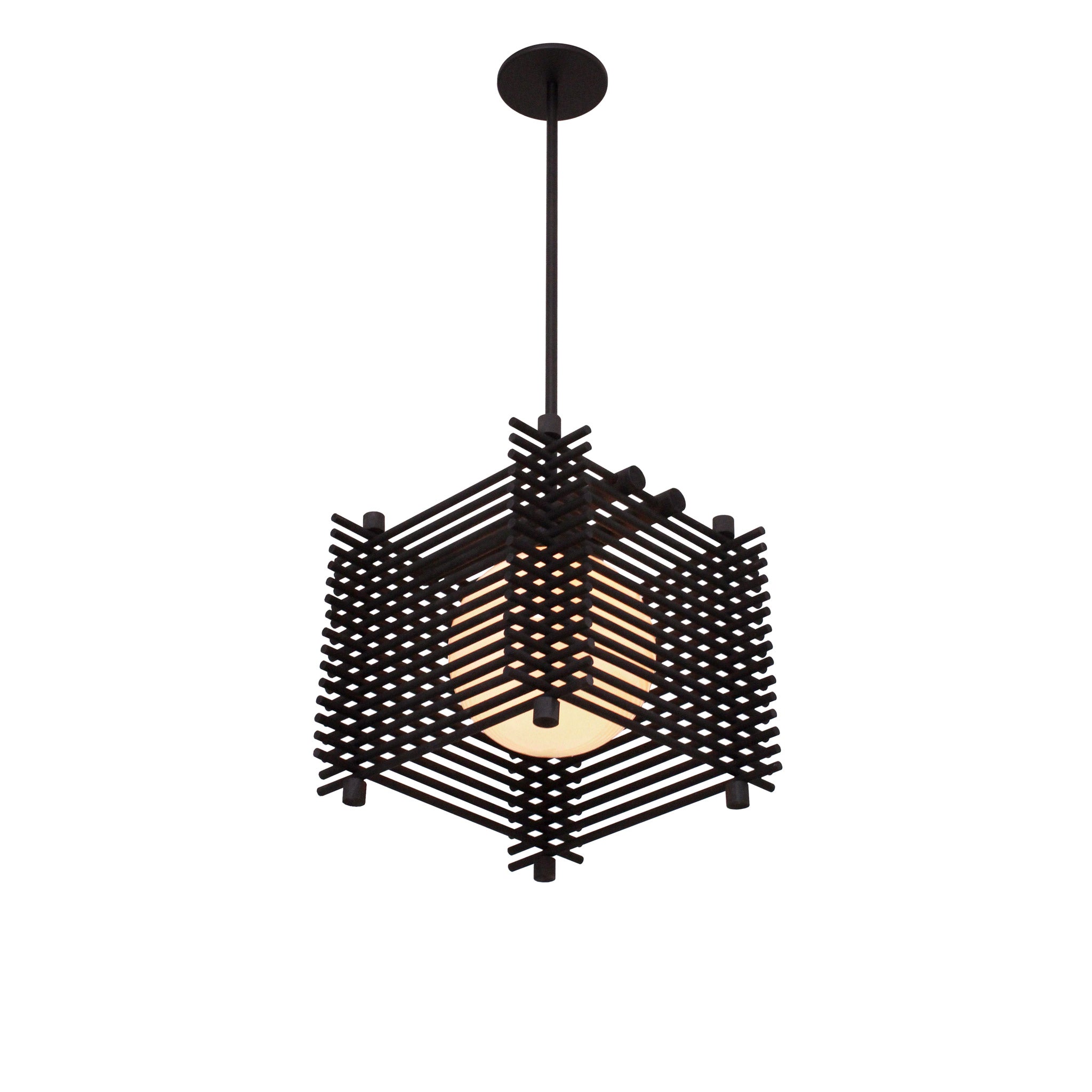 Yugen Pendant shown in Black Stained wood with Matte Black