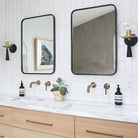 Audrey 8" shown in Matte Black with Brass with a Clear 8" globe. Interior design by Amanda Dawbarn. Photo by Jeff Mindell