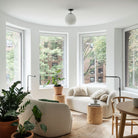 Alto Surface 12" in Matte Black with an Opal 12" Globe.  Interiors by the Brooklyn Home Company