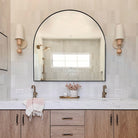 Amherst sconce shown in Maple with Natural White and Cream Quilted Ceramic. Interior Design by LHK Interiors