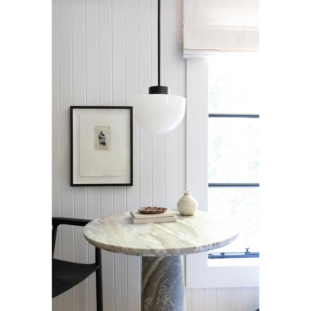 Anni Large Pendant shown with a Matte Black rod and canopy and Matte Black accent finish.