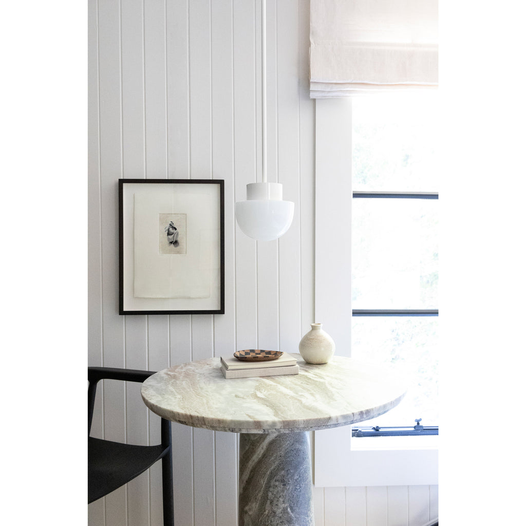 Anni Pendant shown with a White rod and canopy and White accent finish.