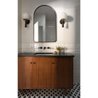 Audrey 8" shown in Matte Black with Brass with an Opal 8" globe. Interior design by Brio Interior Design. Photo by Haris Kenjar