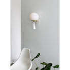 Audrey 8" shown in White with Brass with an Opal 8" globe