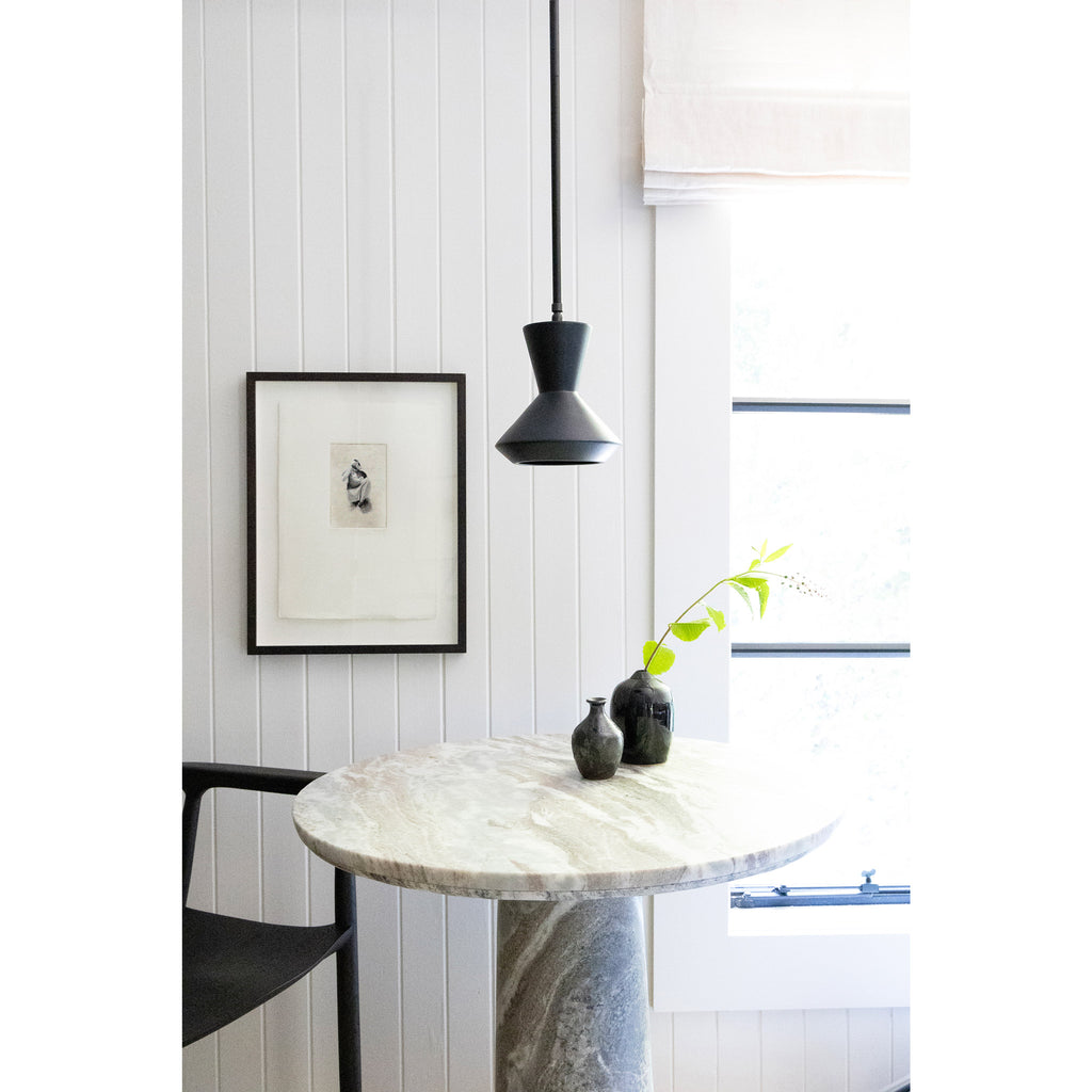 Bobbie Rod Pendant shown in Eclipse Black Glaze Ceramic with a Matte Black Metal finish.