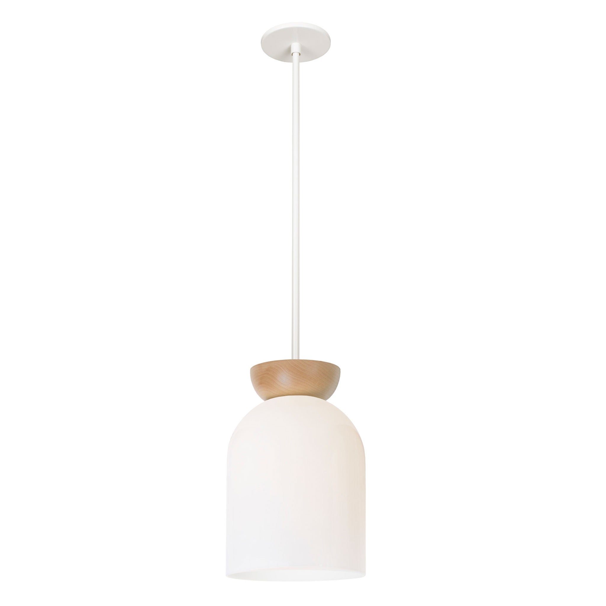 Colette Pendant shown in Opal Glass with Maple and White