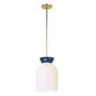 Colette Pendant shown in Opal Glass with Ocean Blue and Brass