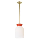 Colette Pendant shown in Opal Glass with Persimmon and Brass