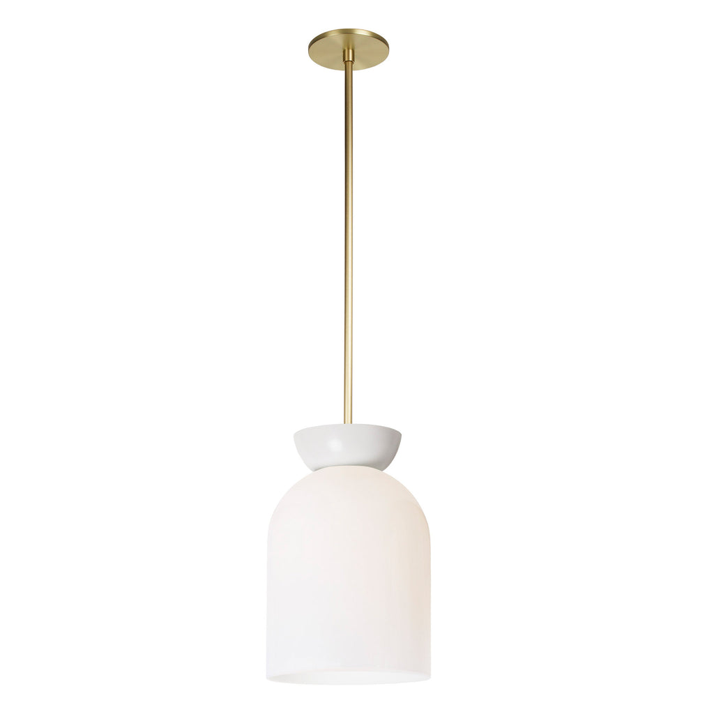 Colette Pendant shown in Opal Glass with White and Brass.