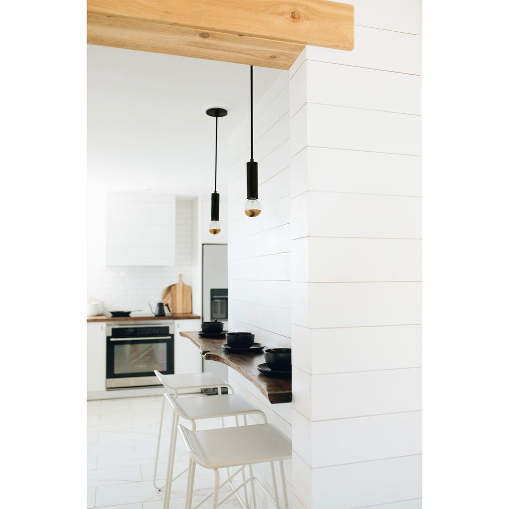 Fjord Rod Pendant shown inMatte Black. Interior design by Stacy Kallen. Photo by Mountainside Photo Co.