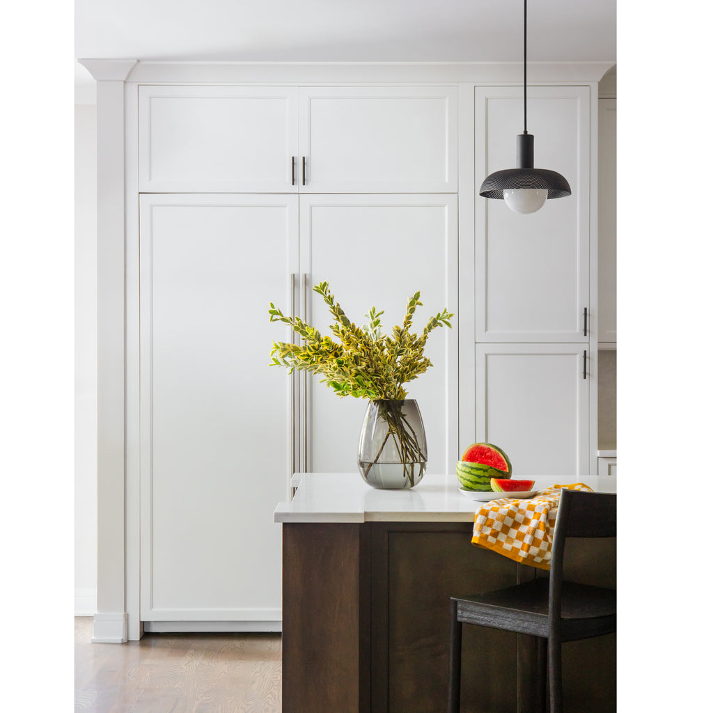 Lexi Large Pendant shown in Matte Black. Interior Design by Outline Interiors. Photography by Sarah Crowley.