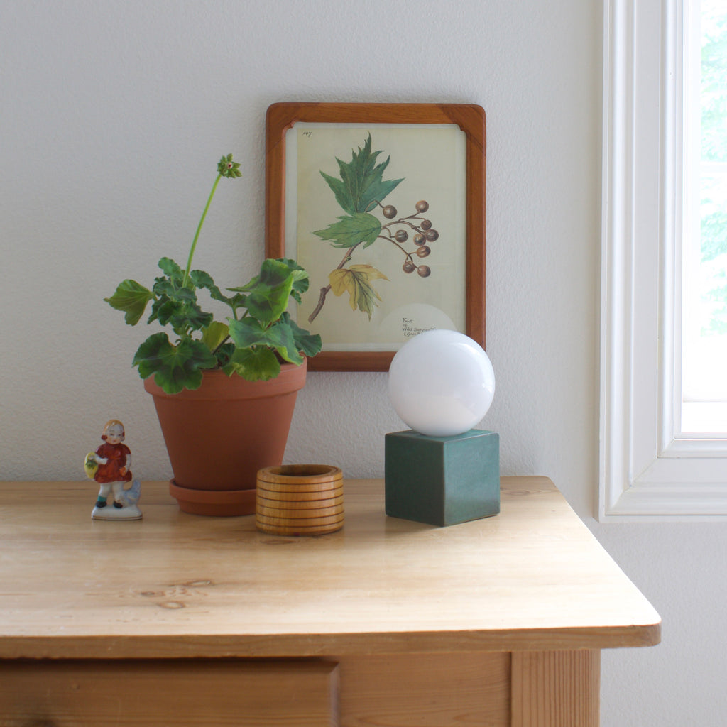 Little Meg Lamp shown in Craftsman Green Glaze ceramic