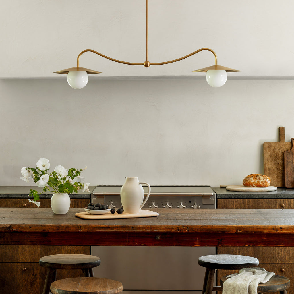 Marie Double Pendant shown in Heirloom Brass