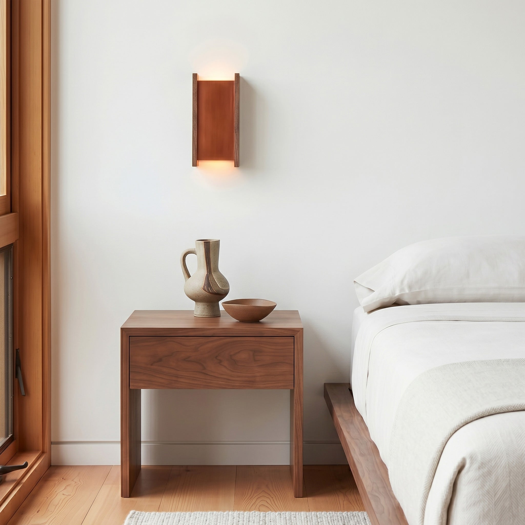 McKenzie Sconce shown in Walnut with a Cinnamon Ceramic Finish