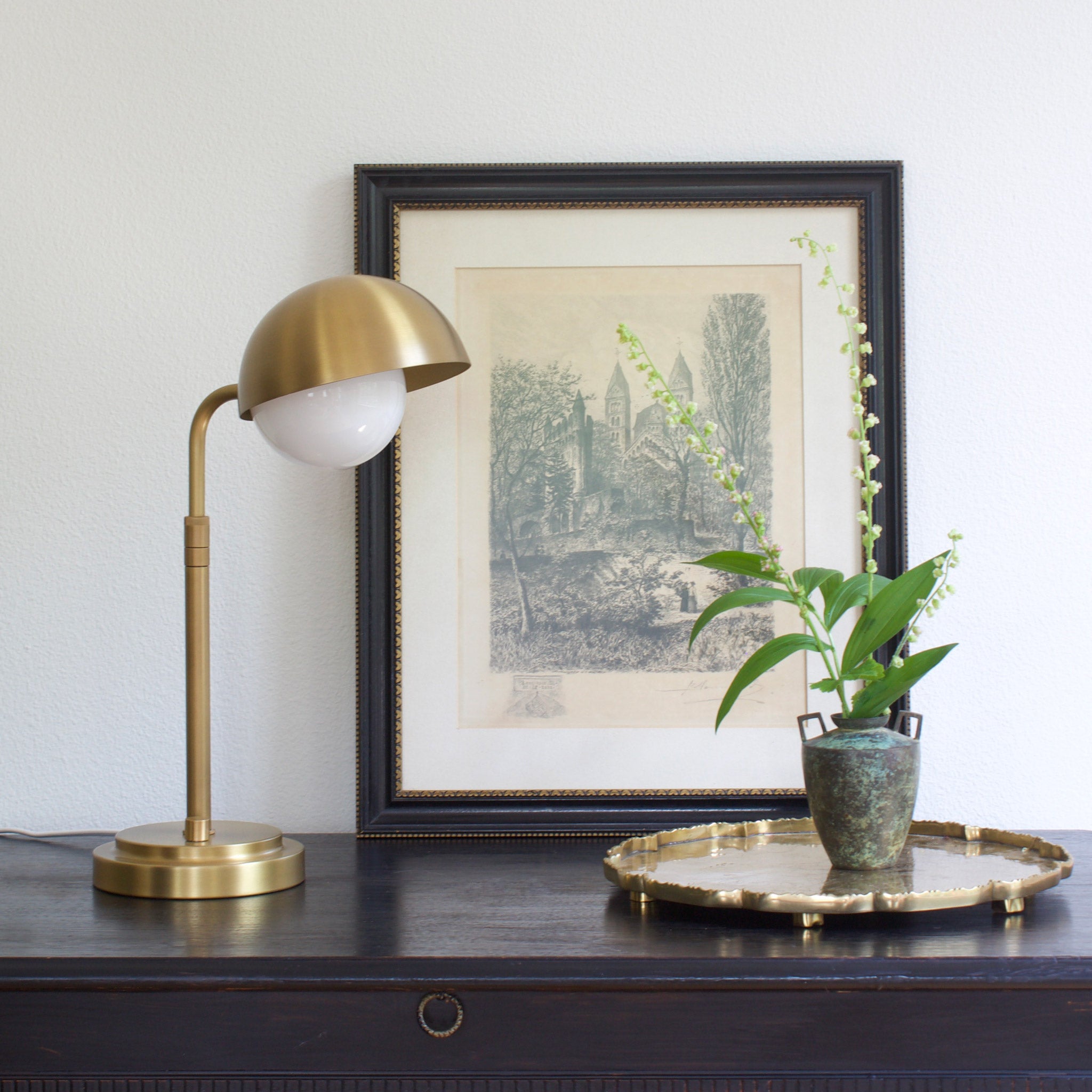 Noor Table Lamp shown in Heirloom Brass