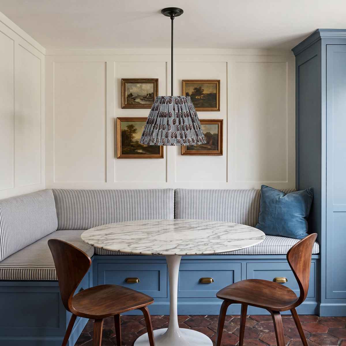 Oxford Pendant shown in Graphite Patina with a Trulli Auburn Shade